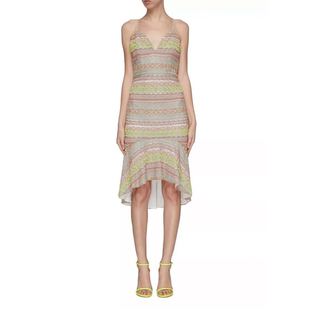 Alice + Olivia Amina All Over Embroidery Sweetheart Neck Dress - Brand New sz 10 - Picture 2 of 12